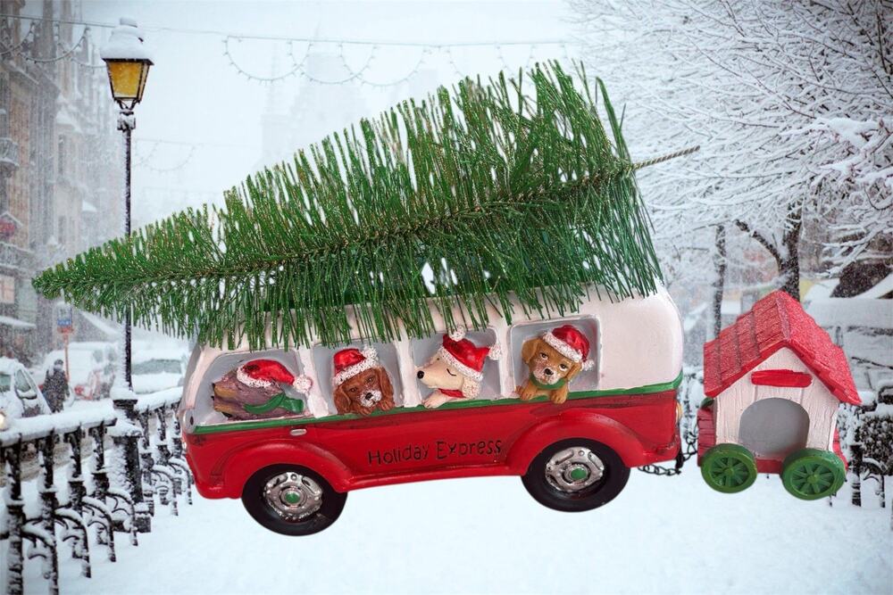 Christmas 2019 Roman Holiday Express Ceramic Display Working Headlights Doghouse